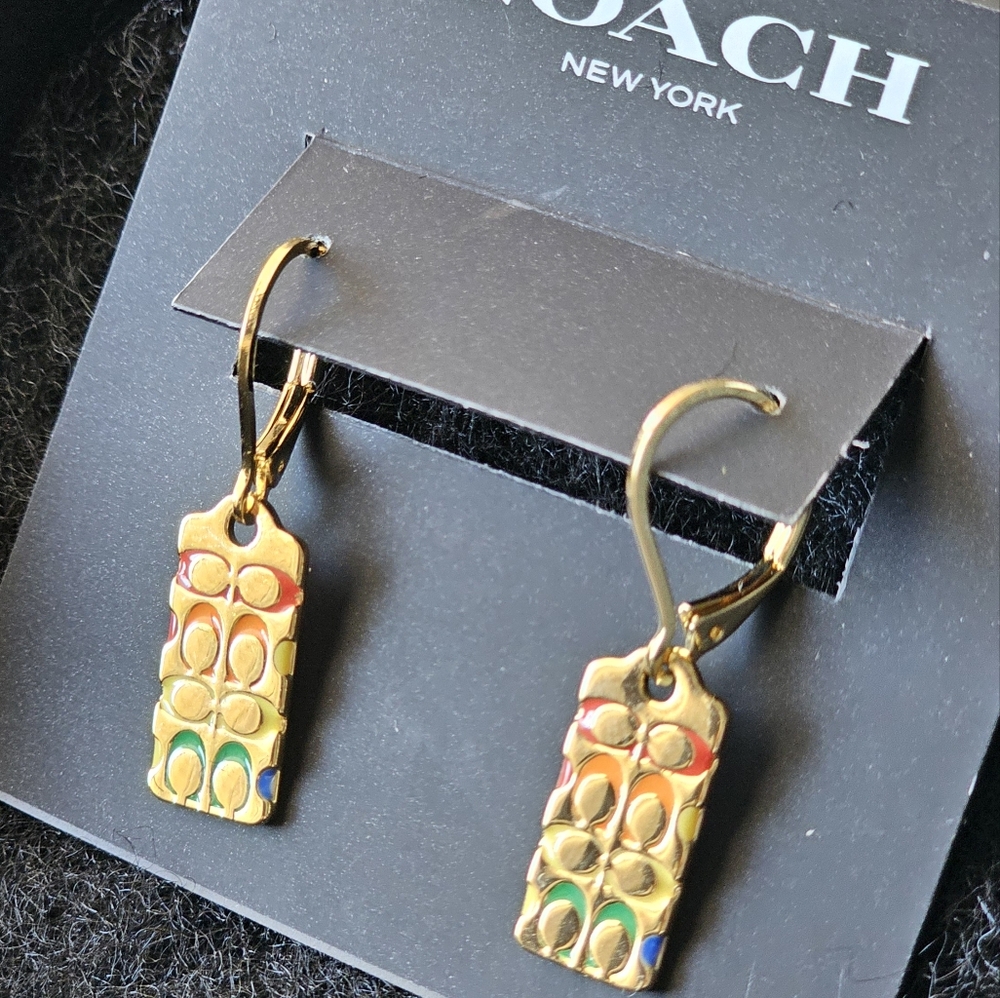 Coach Gold and Multicolor Earrings NEW